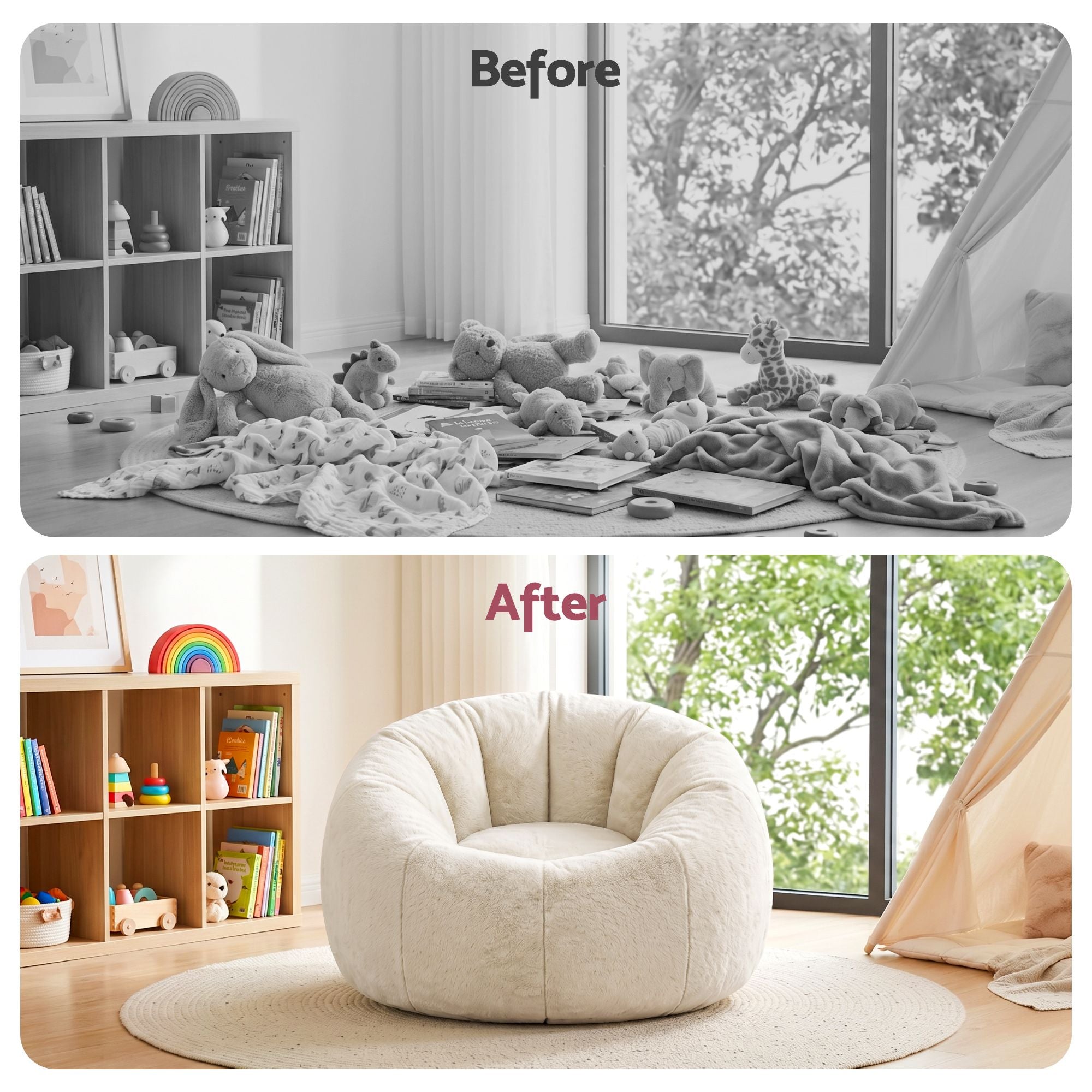Artiss Bean Bag Chair Cover (No Filler) - Beige