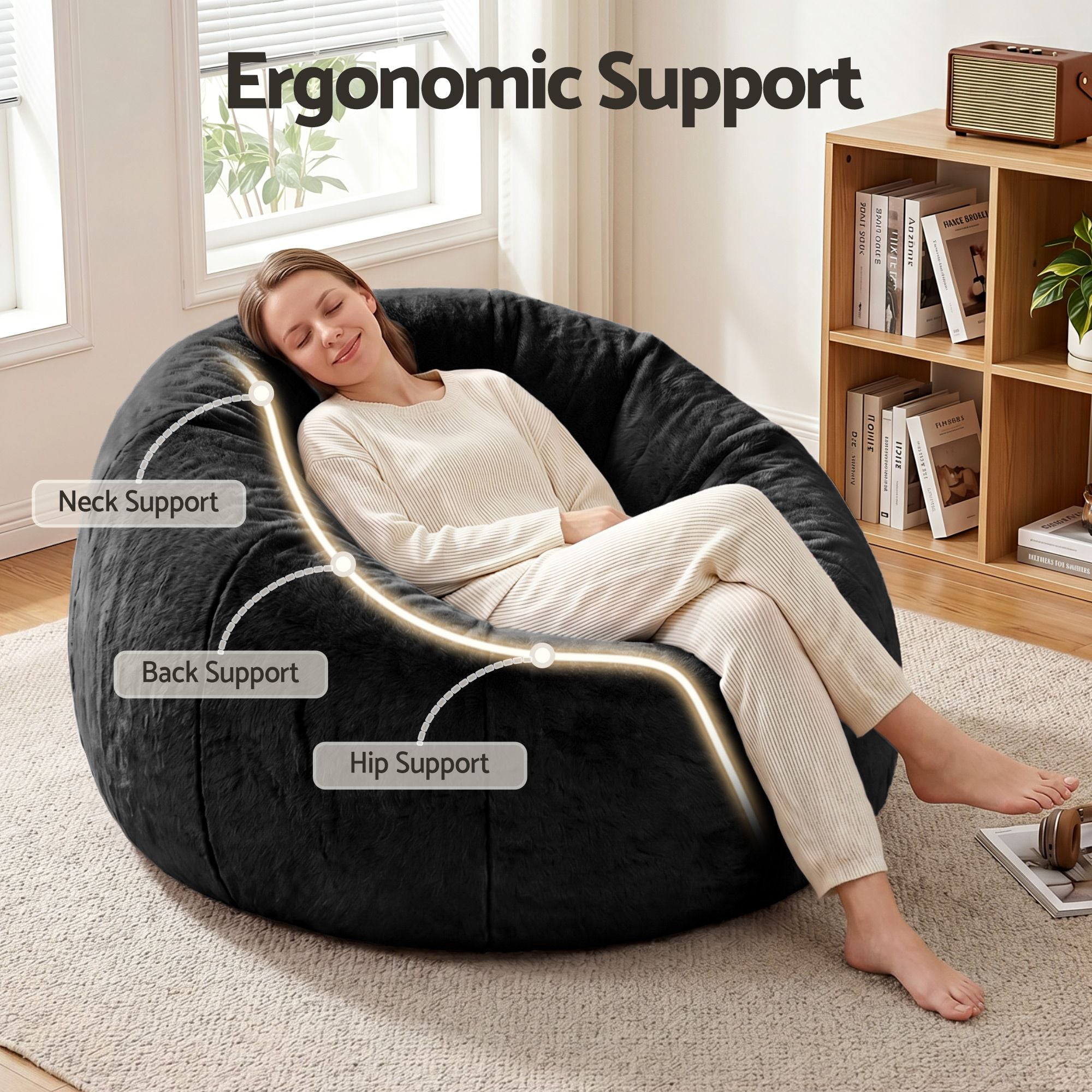 Artiss Bean Bag Chair Cover (No Filler) - Black