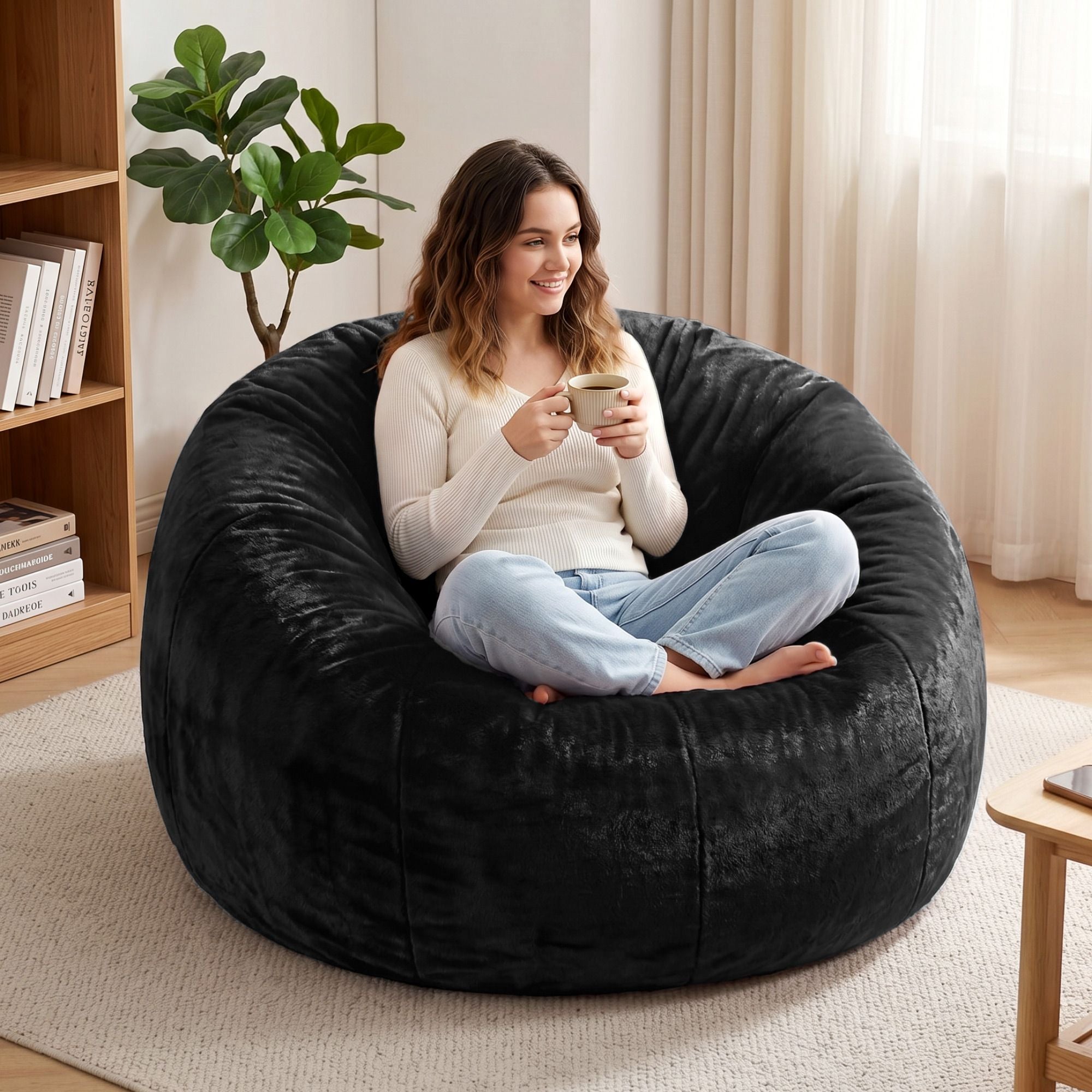 Artiss Bean Bag Chair Cover (No Filler) - Black