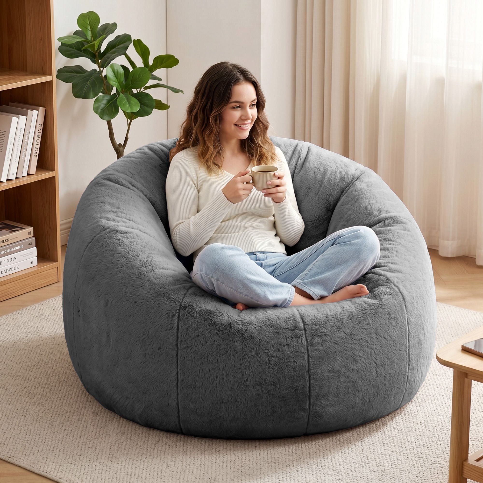 Artiss Bean Bag Chair Cover - Grey