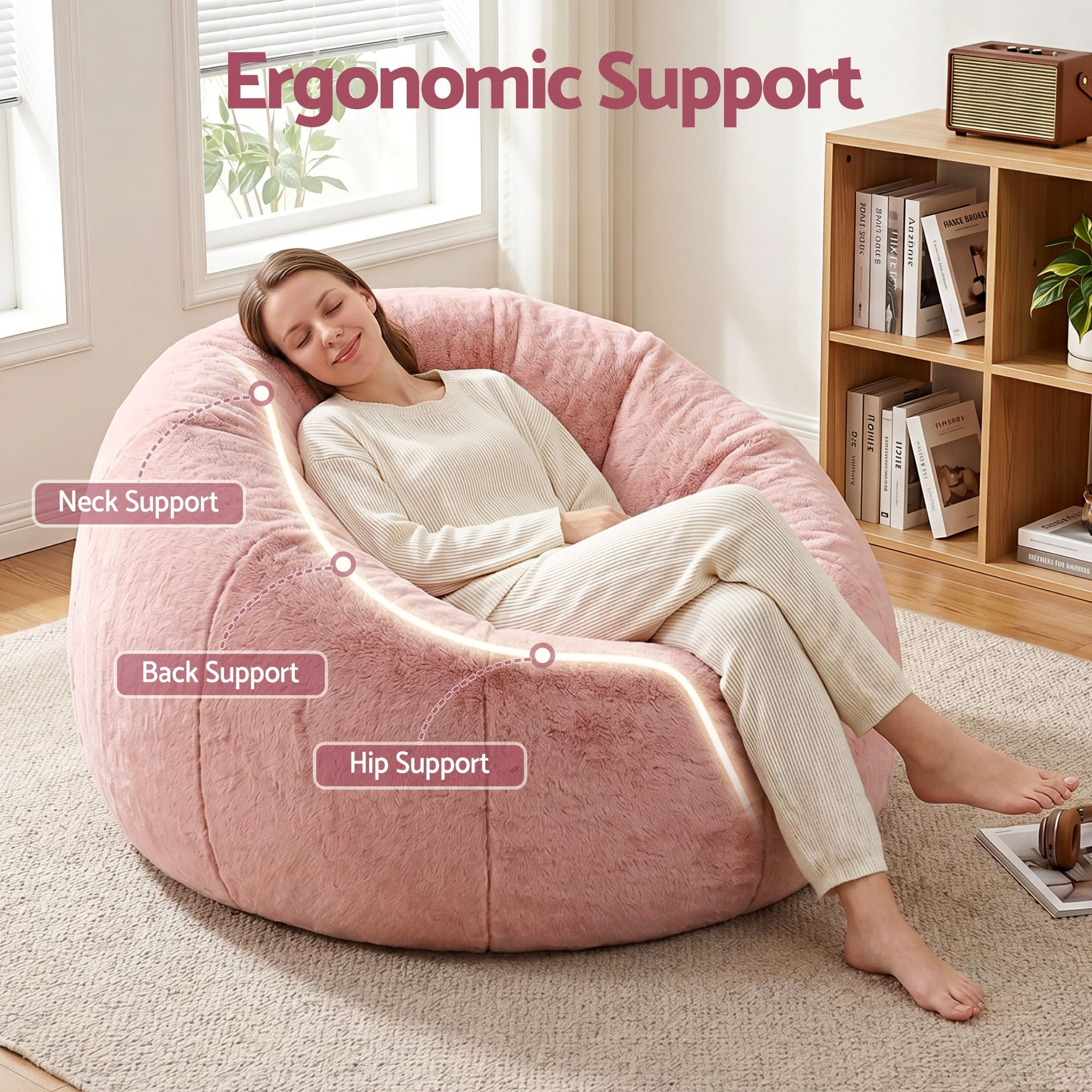 Artiss Bean Bag Chair Cover (No Filler) - Pink