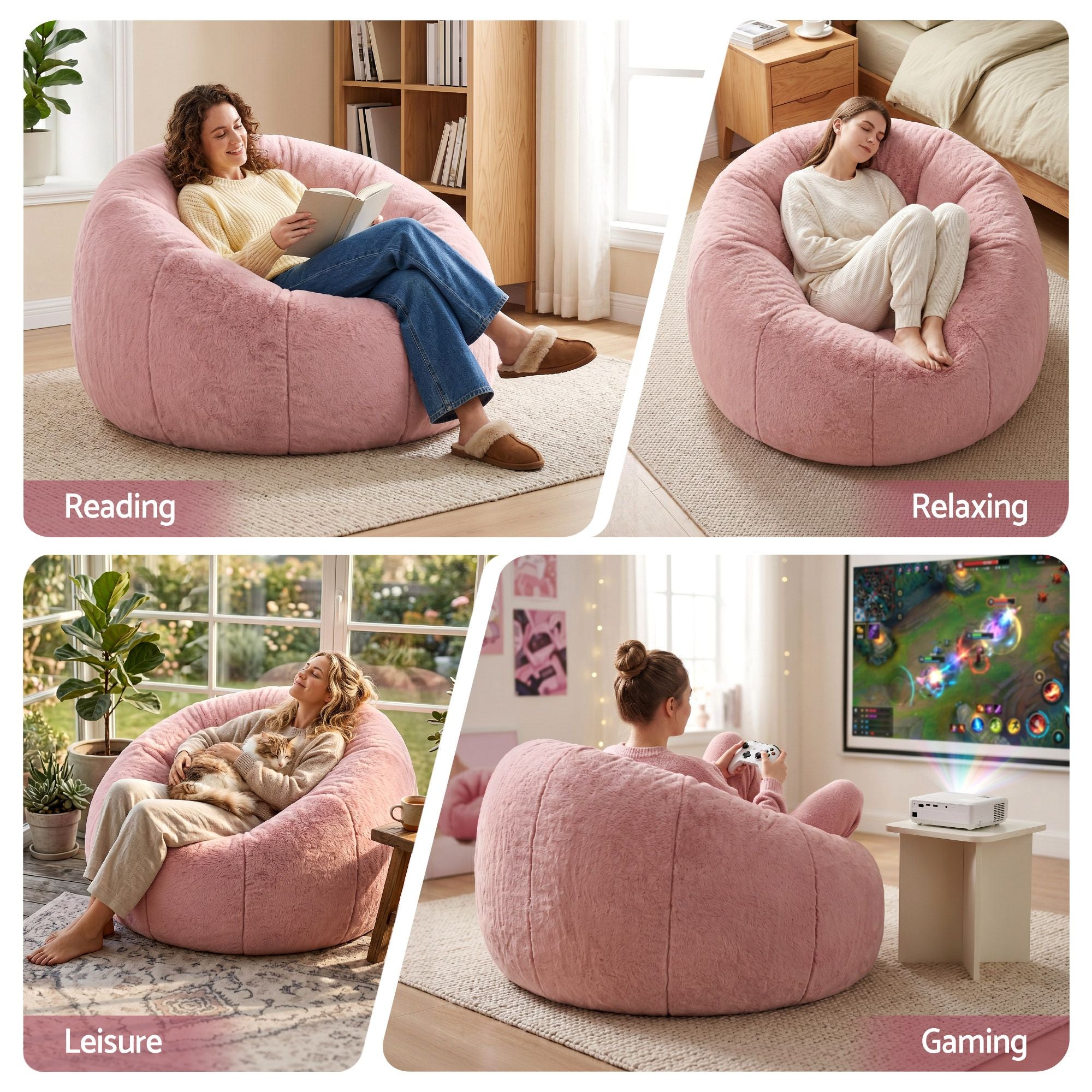 Artiss Bean Bag Chair Cover (No Filler) - Pink