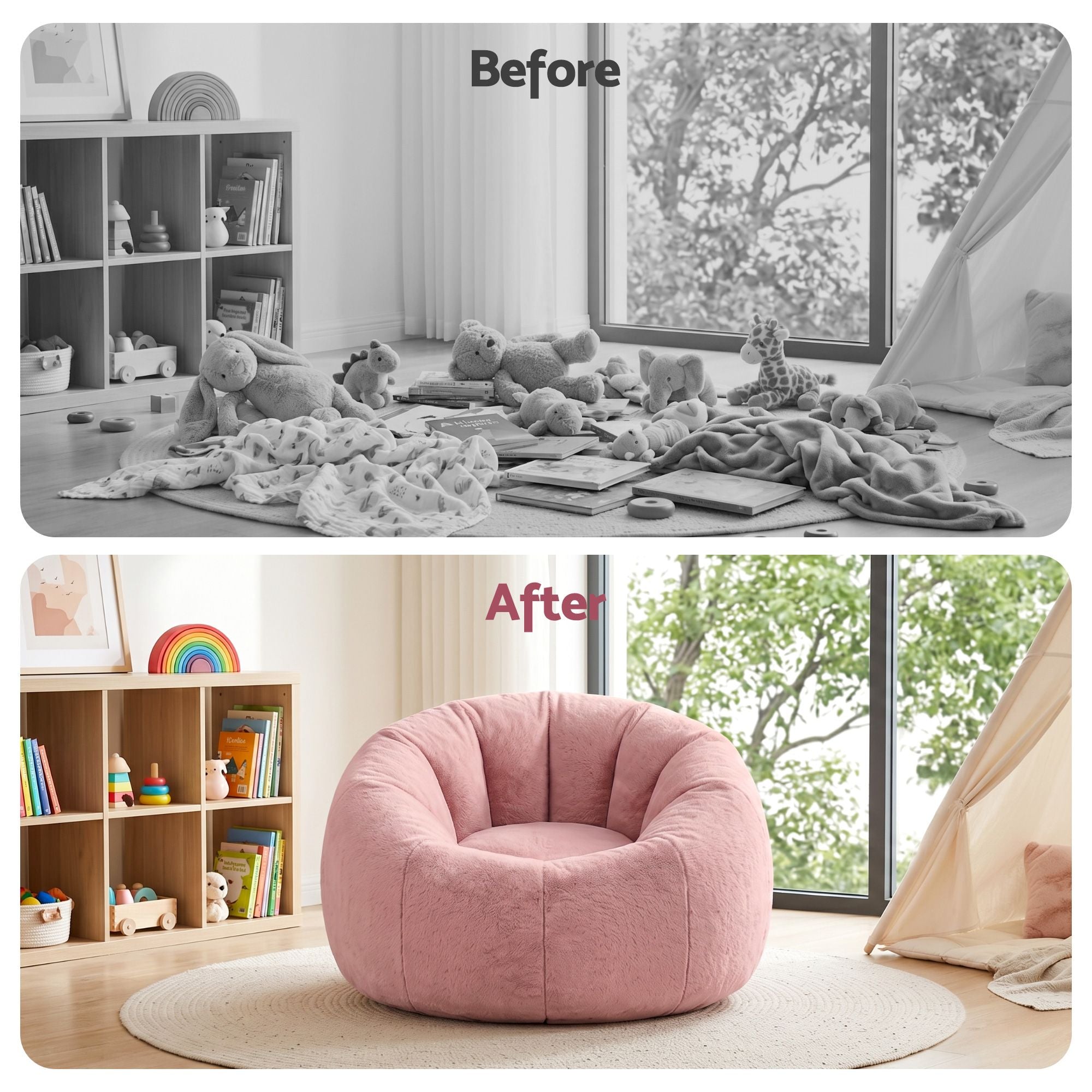 Artiss Bean Bag Chair Cover (No Filler) - Pink