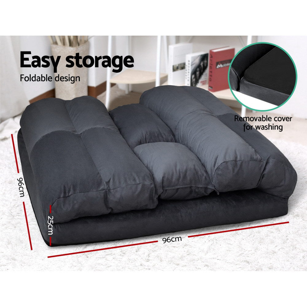 Artiss Floor Lounge Sofa Bed 2-seater - Charcoal Suede