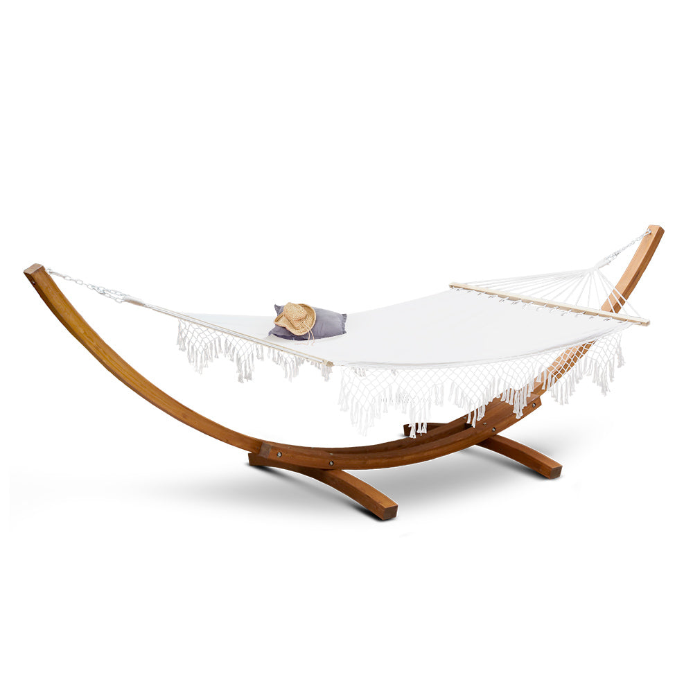 Gardeon Hammock Bed with Tassel - White