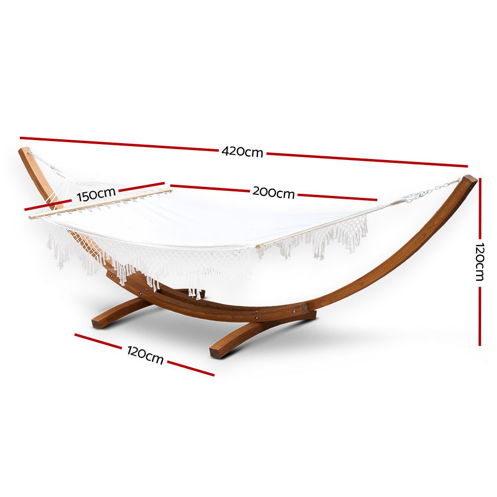 Gardeon Hammock Bed with Tassel - White