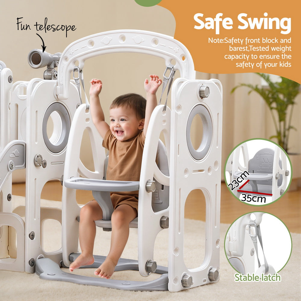 Keezi Kids Slide Swing Set 132cm - Grey
