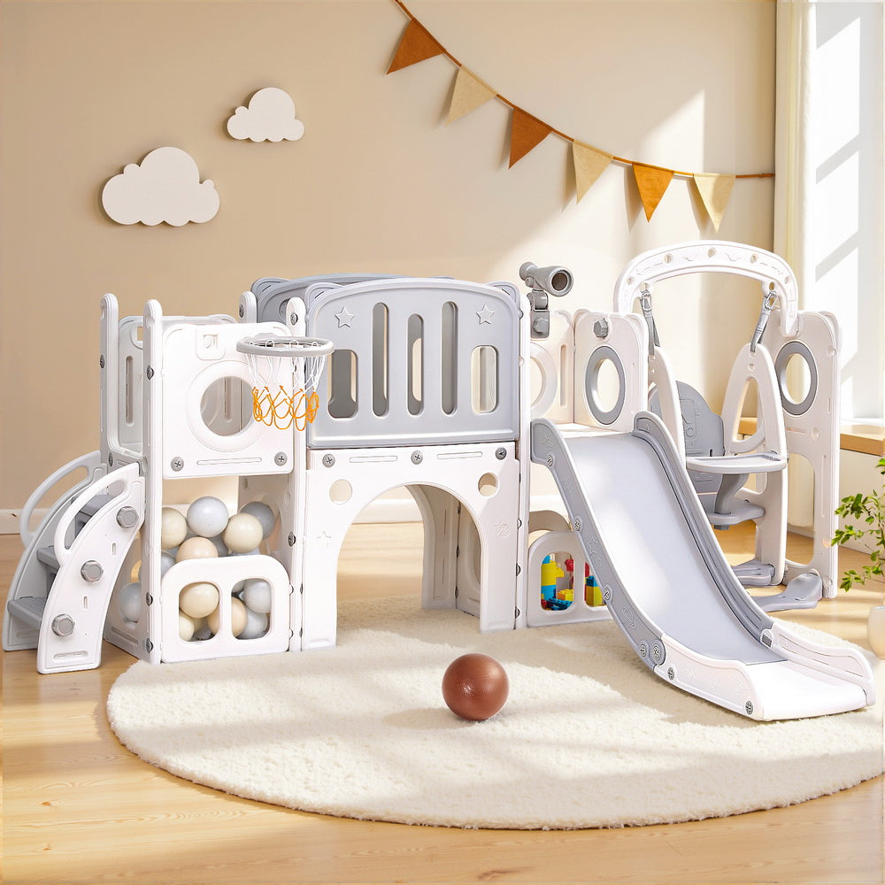 Keezi Kids Slide Swing Set 132cm - Grey