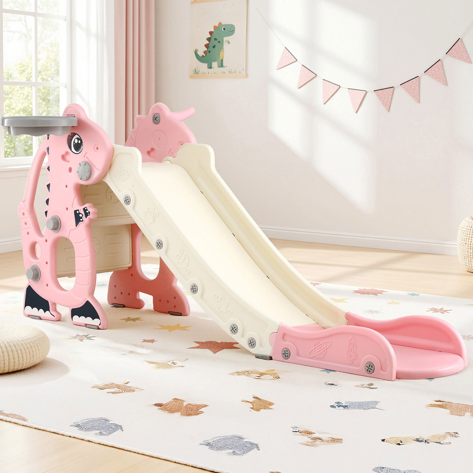 Keezi Kids Slide Set - 125cm Pink