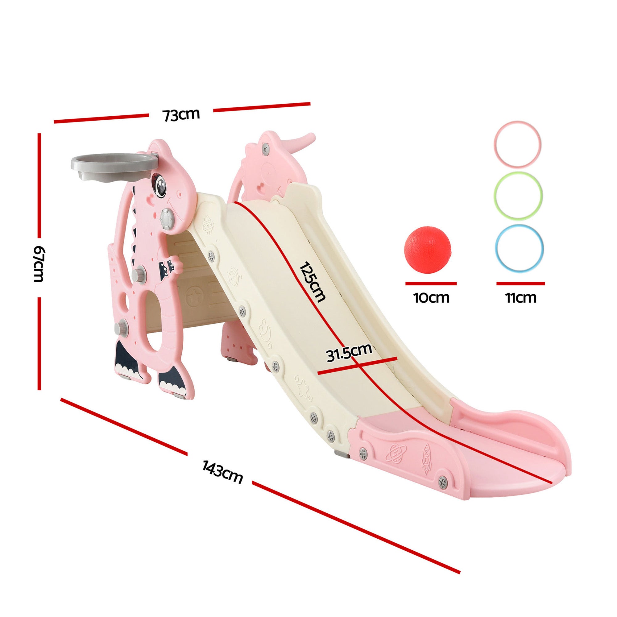 Keezi Kids Slide Set - 125cm Pink