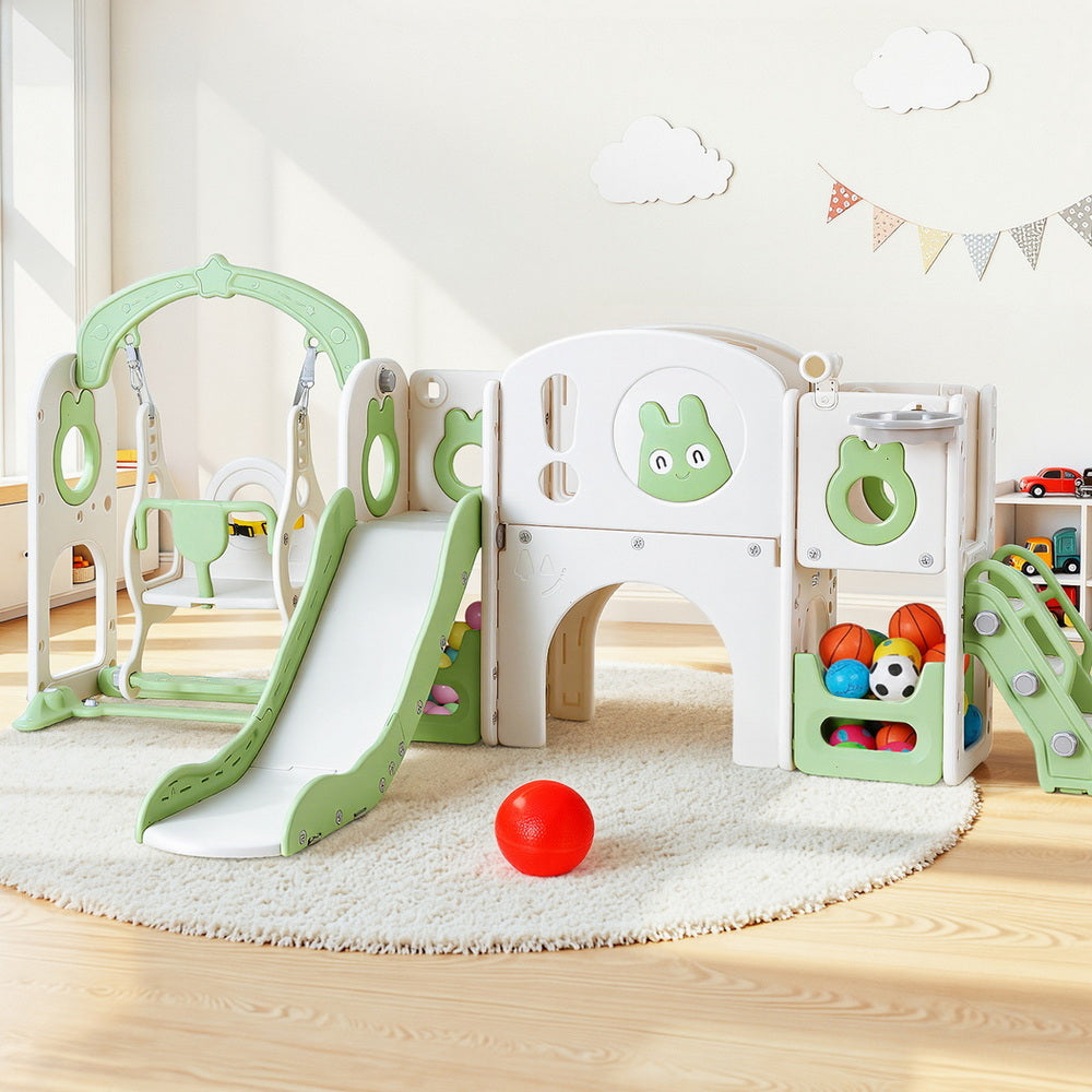Keezi Kids Slide Swing Set - 140cm Green