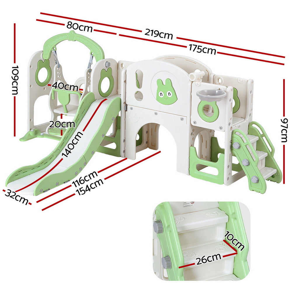 Keezi Kids Slide Swing Set - 140cm Green