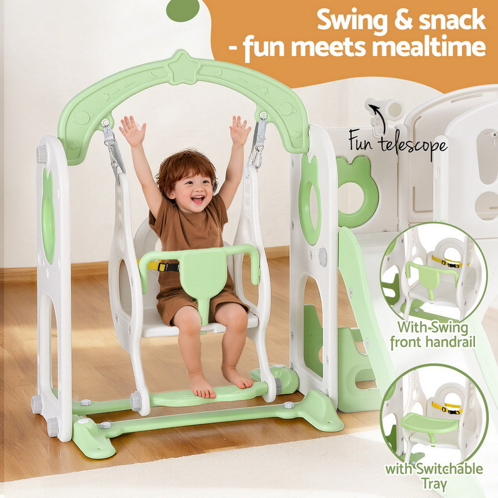 Keezi Kids Slide Swing Set - 140cm Green