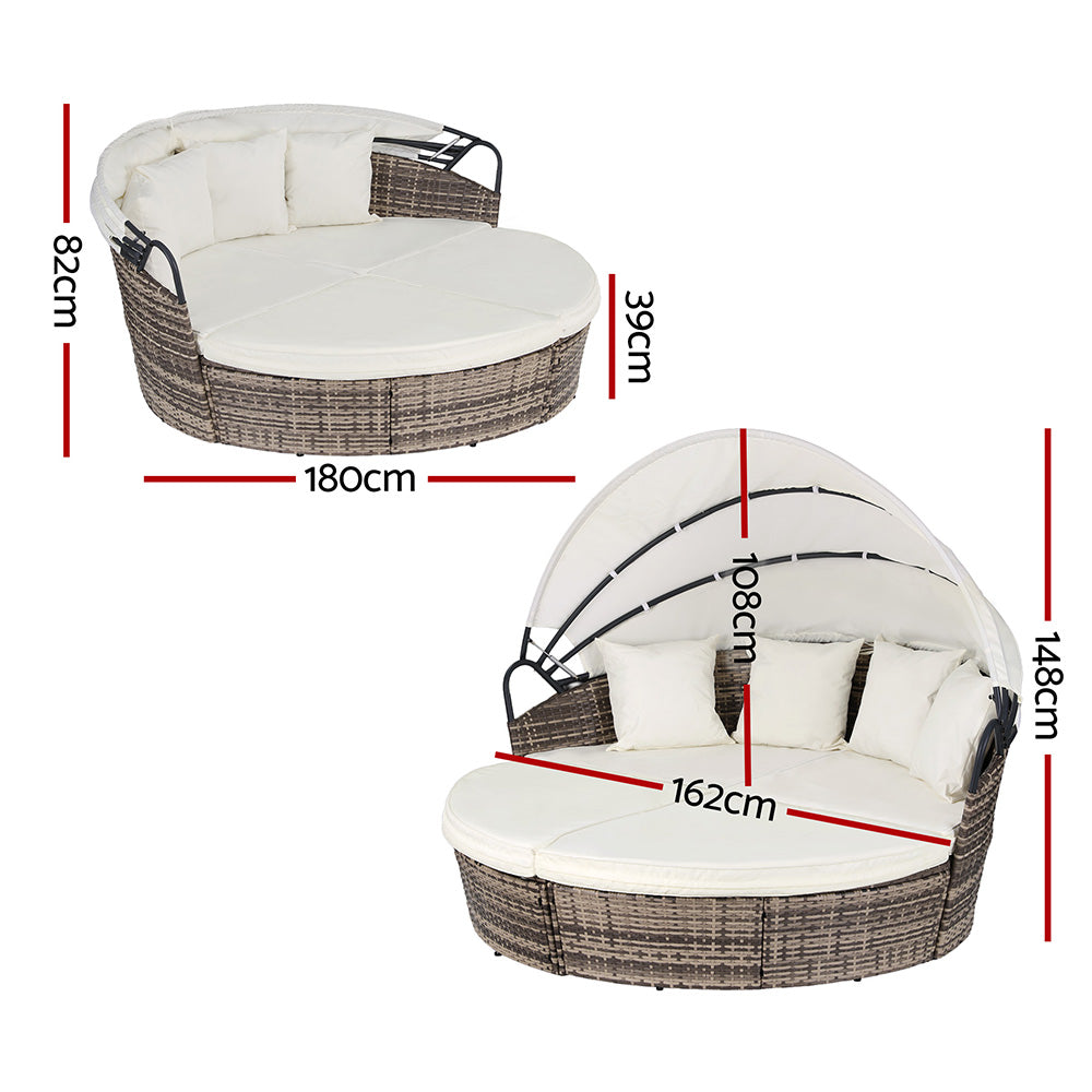 Gardeon Outdoor Wicker Day Bed -  Beige