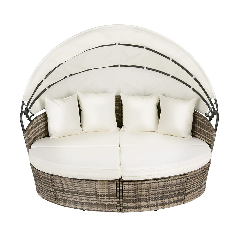 Gardeon Outdoor Wicker Day Bed -  Beige
