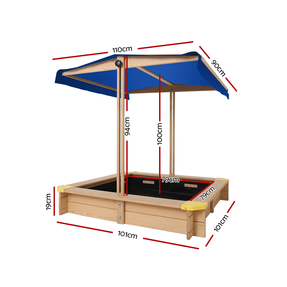 Keezi Kids Sandpit with Canopy and Bench Seat 101cm