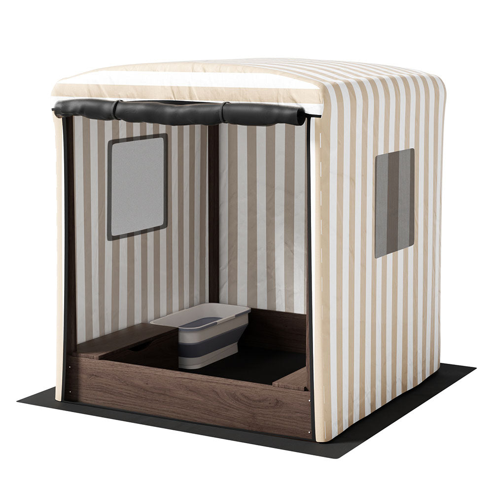Keezi Kids Sandpit Wooden Sandboxwith Canopy Window 120cm