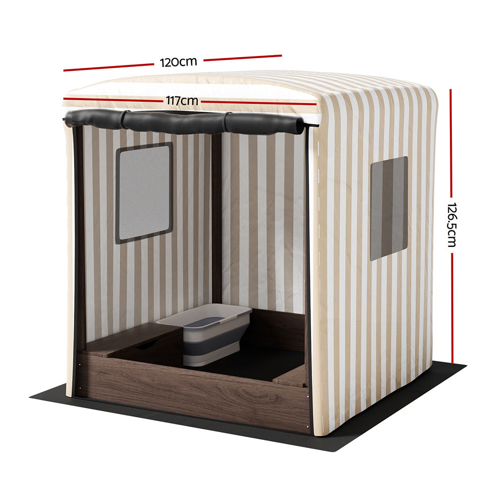 Keezi Kids Sandpit Wooden Sandboxwith Canopy Window 120cm