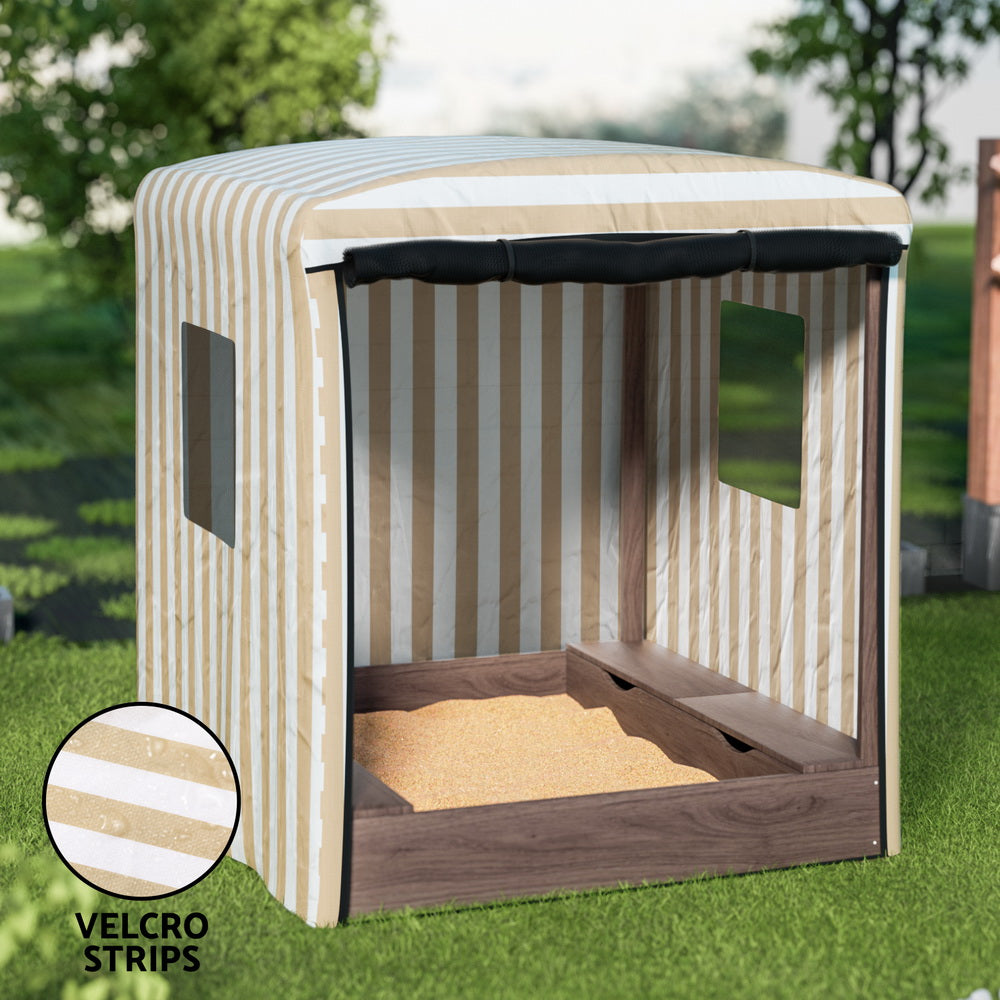 Keezi Kids Sandpit Wooden Sandboxwith Canopy Window 120cm