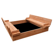 Keezi Kids Sandpit Wooden Sandbox with Foldable Seat 90cm