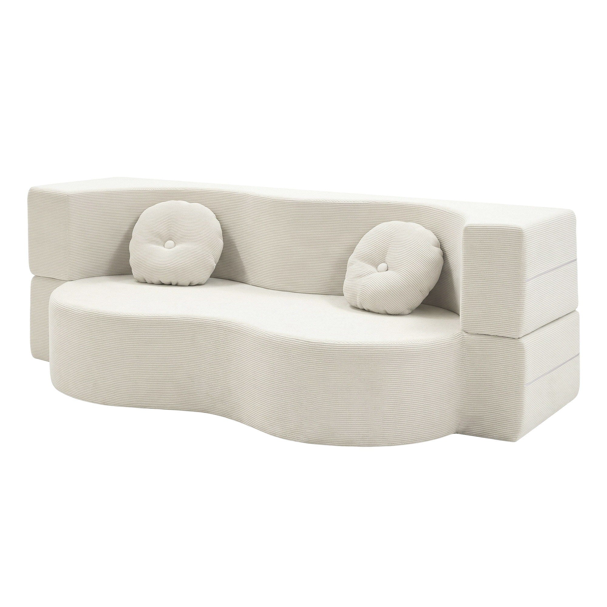 Artiss Folding Sofa Bed Floor Couch 2-in-1 Convertible - Beige