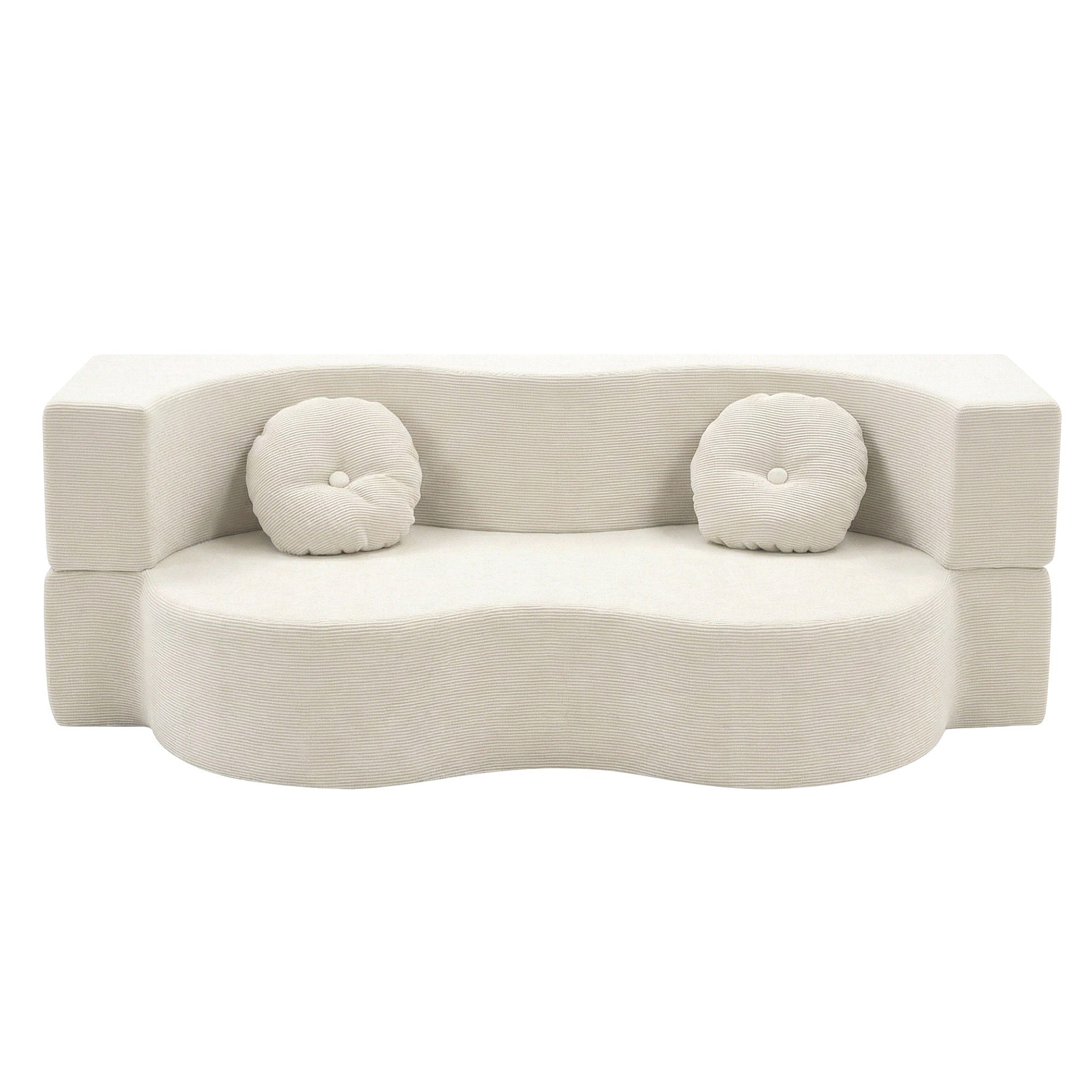 Artiss Folding Sofa Bed Floor Couch 2-in-1 Convertible - Beige