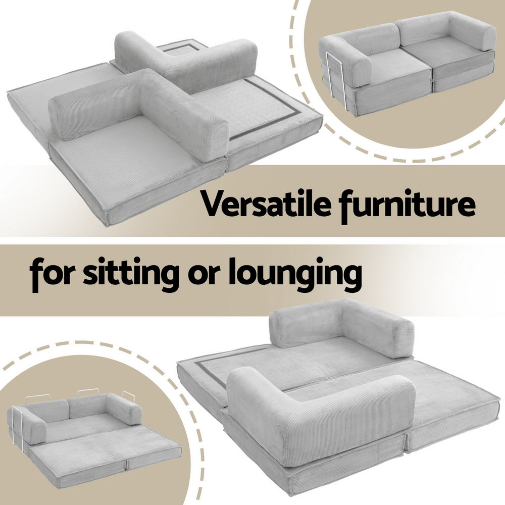Artiss Convertible Folding Sofa Bed - Grey
