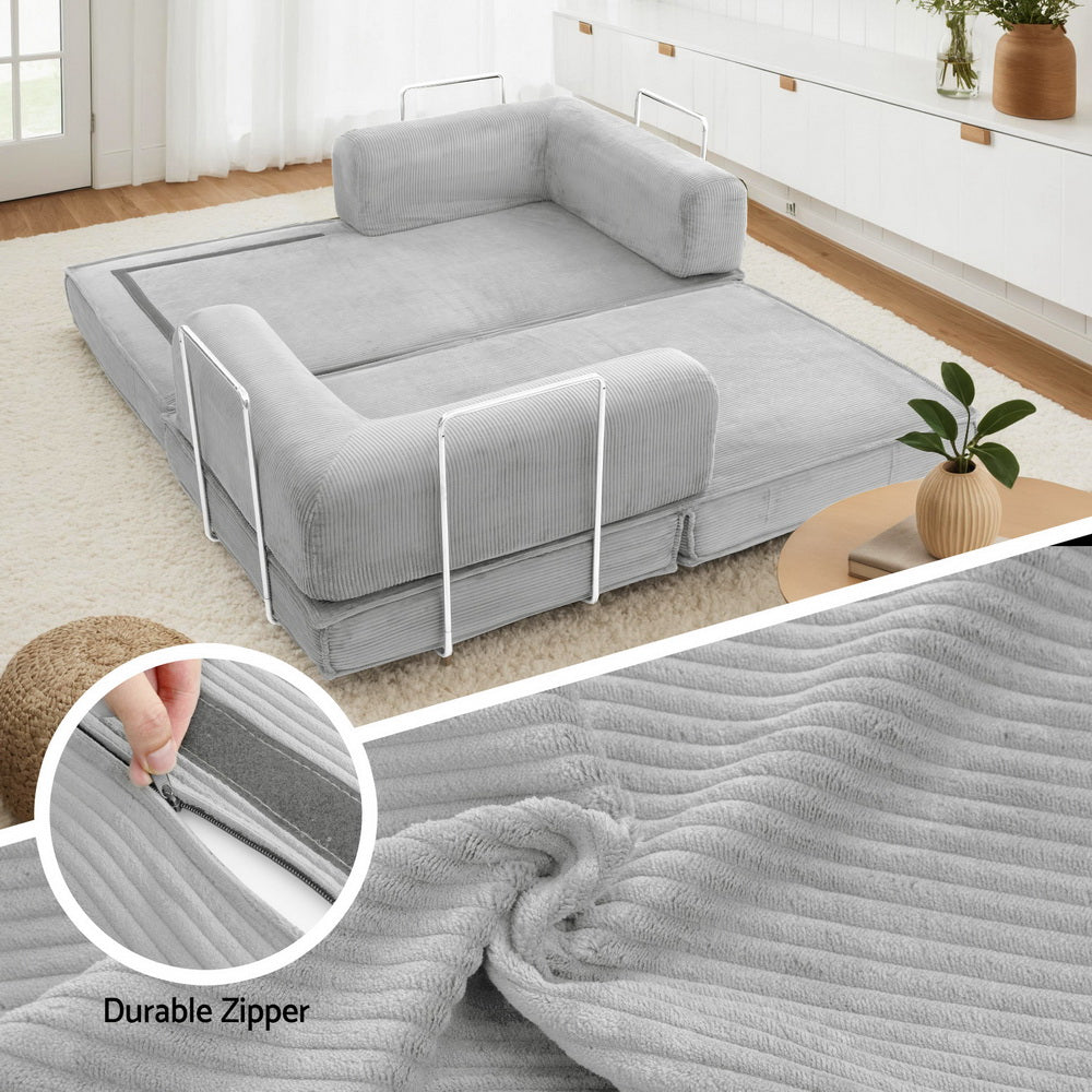 Artiss Convertible Folding Sofa Bed - Grey