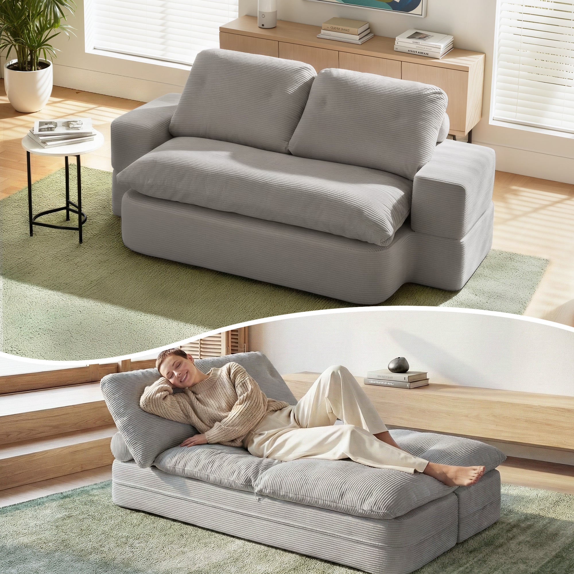 Artiss Convertible Folding Sofa Bed - Boneless Grey