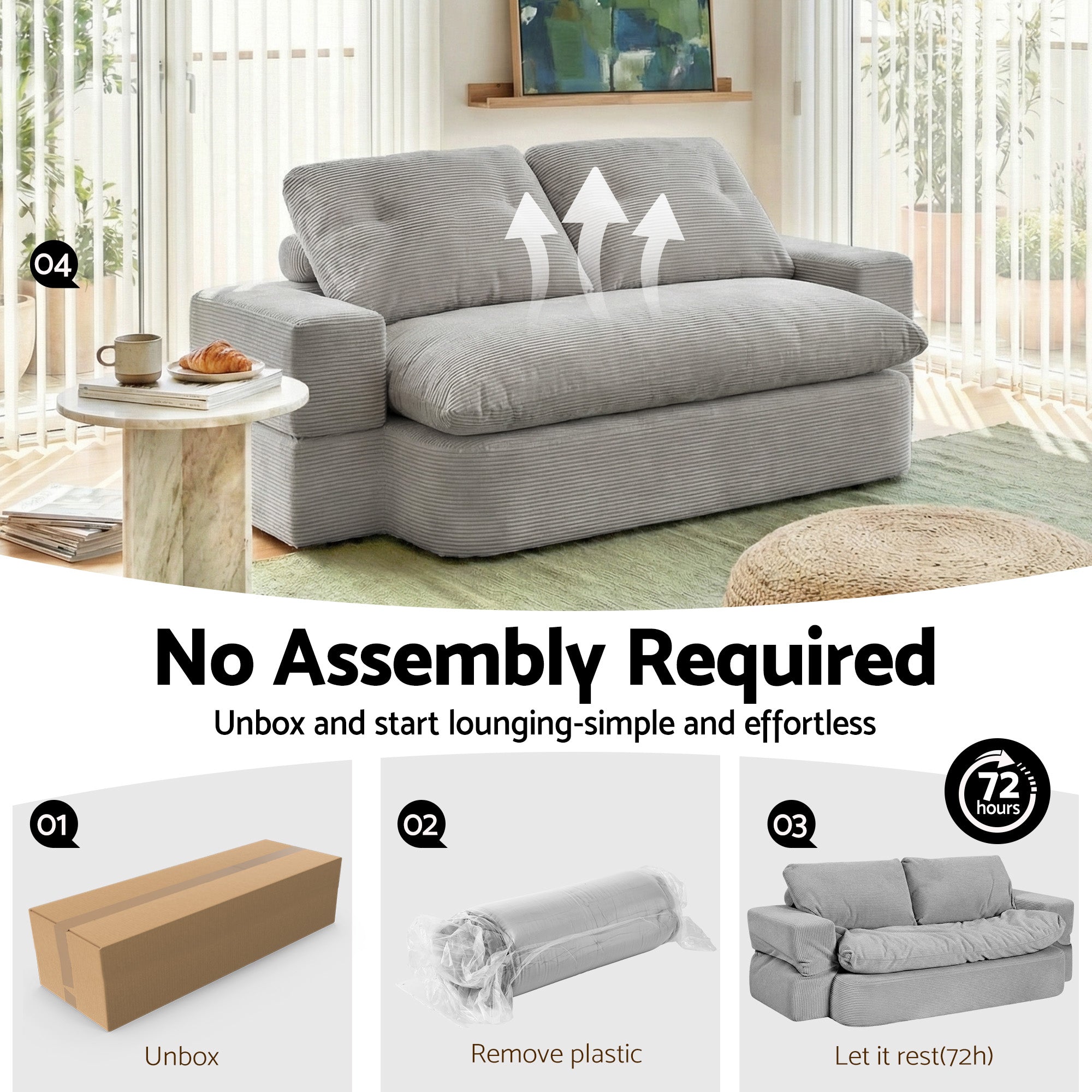 Artiss Convertible Folding Sofa Bed - Boneless Grey