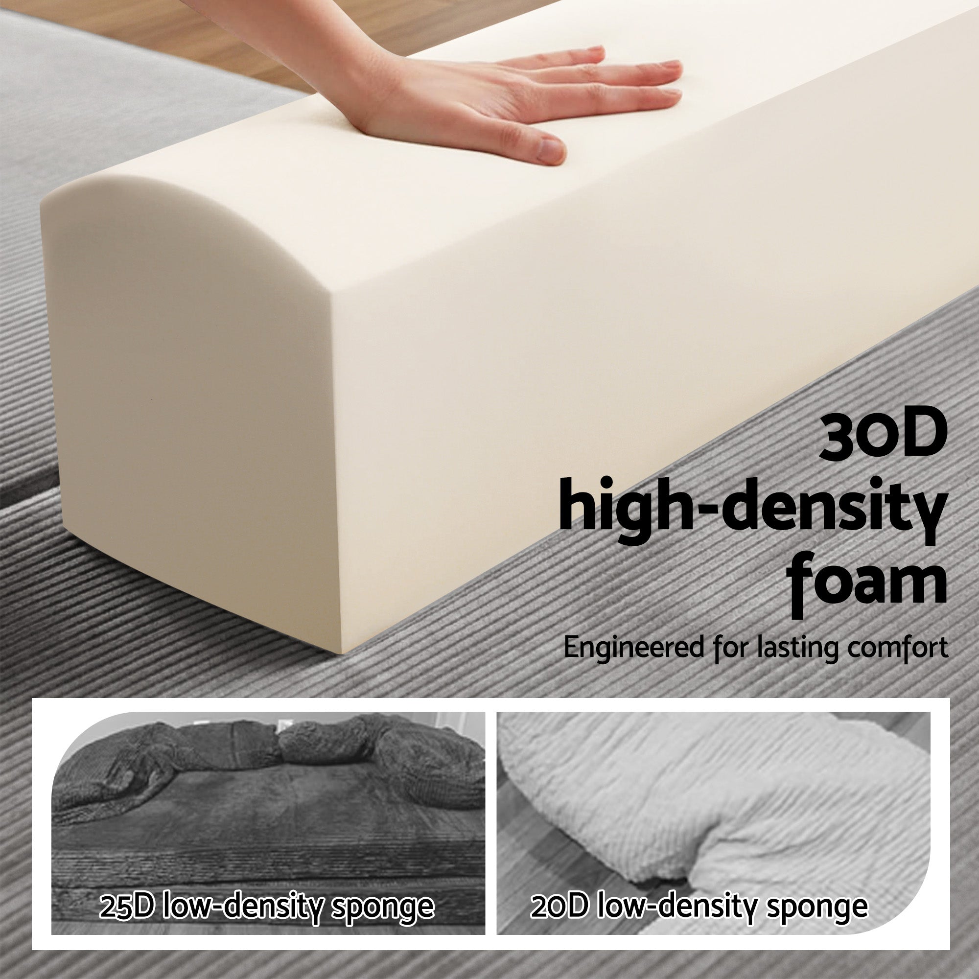 Artiss Convertible Folding Sofa Bed - Boneless Grey