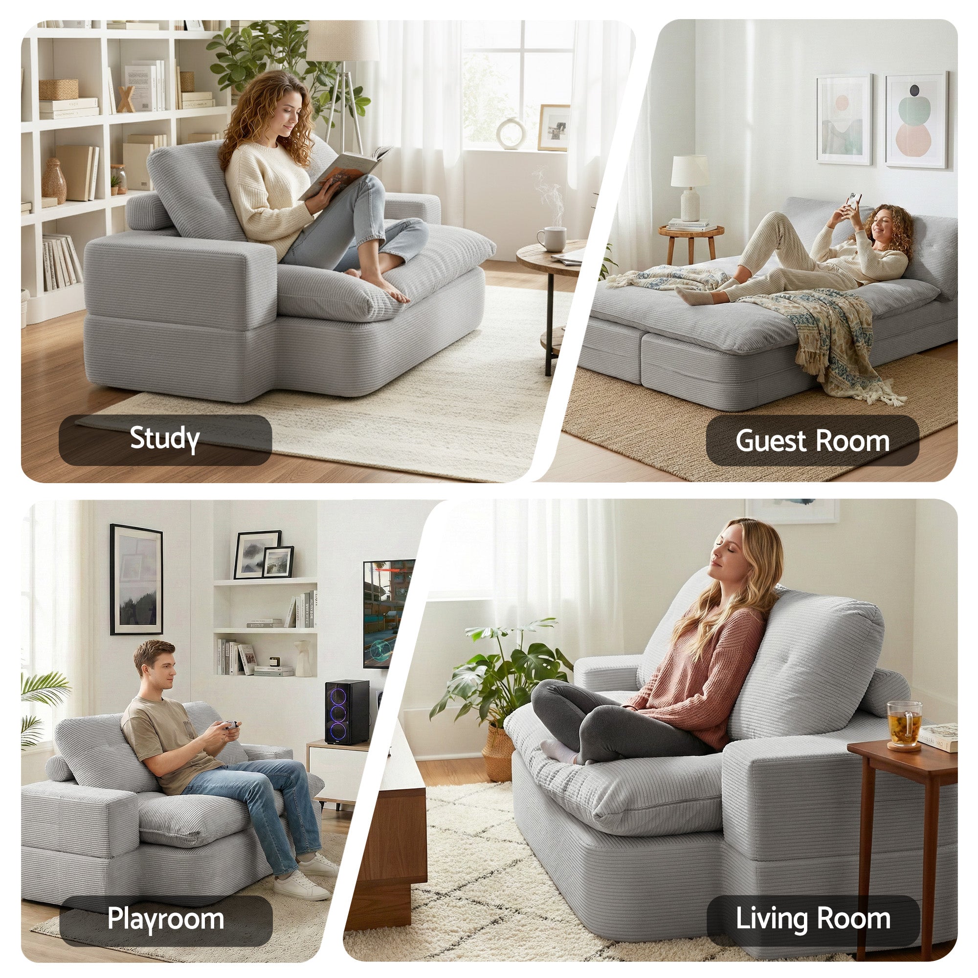 Artiss Convertible Folding Sofa Bed - Boneless Grey
