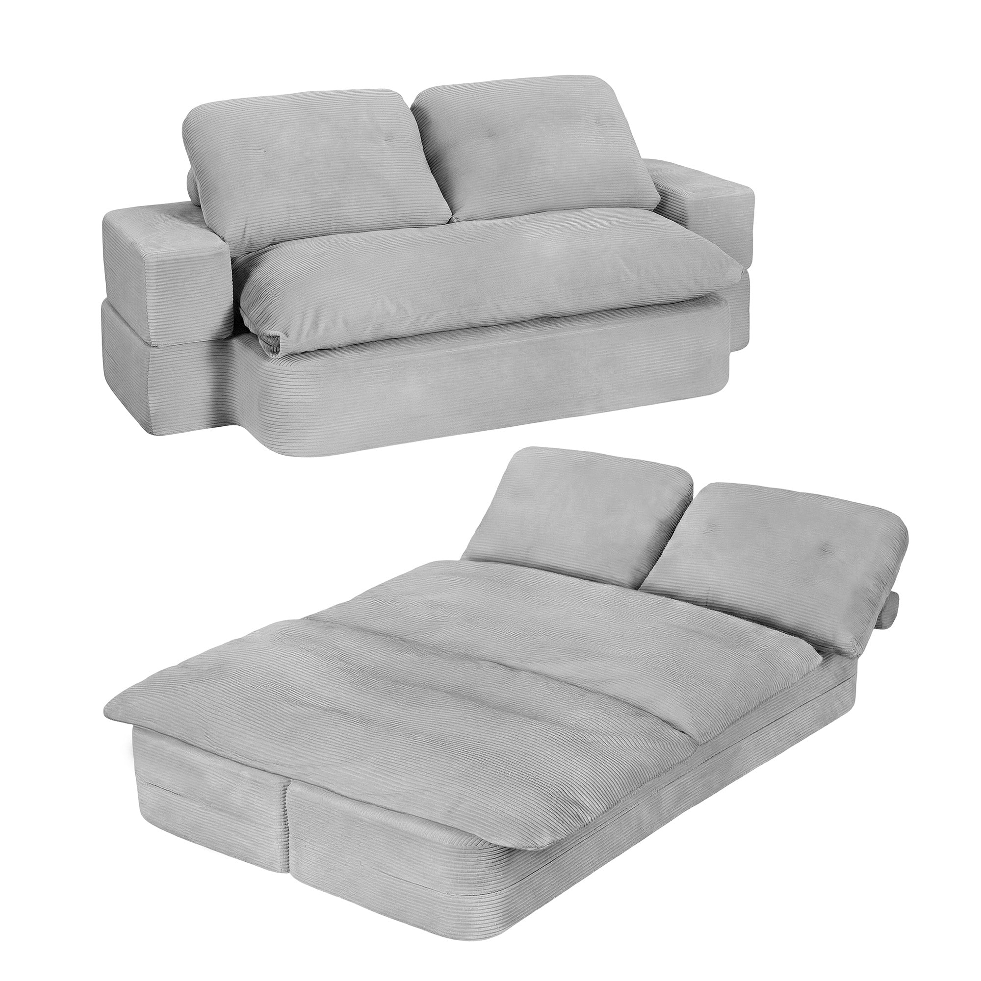 Artiss Convertible Folding Sofa Bed - Boneless Grey