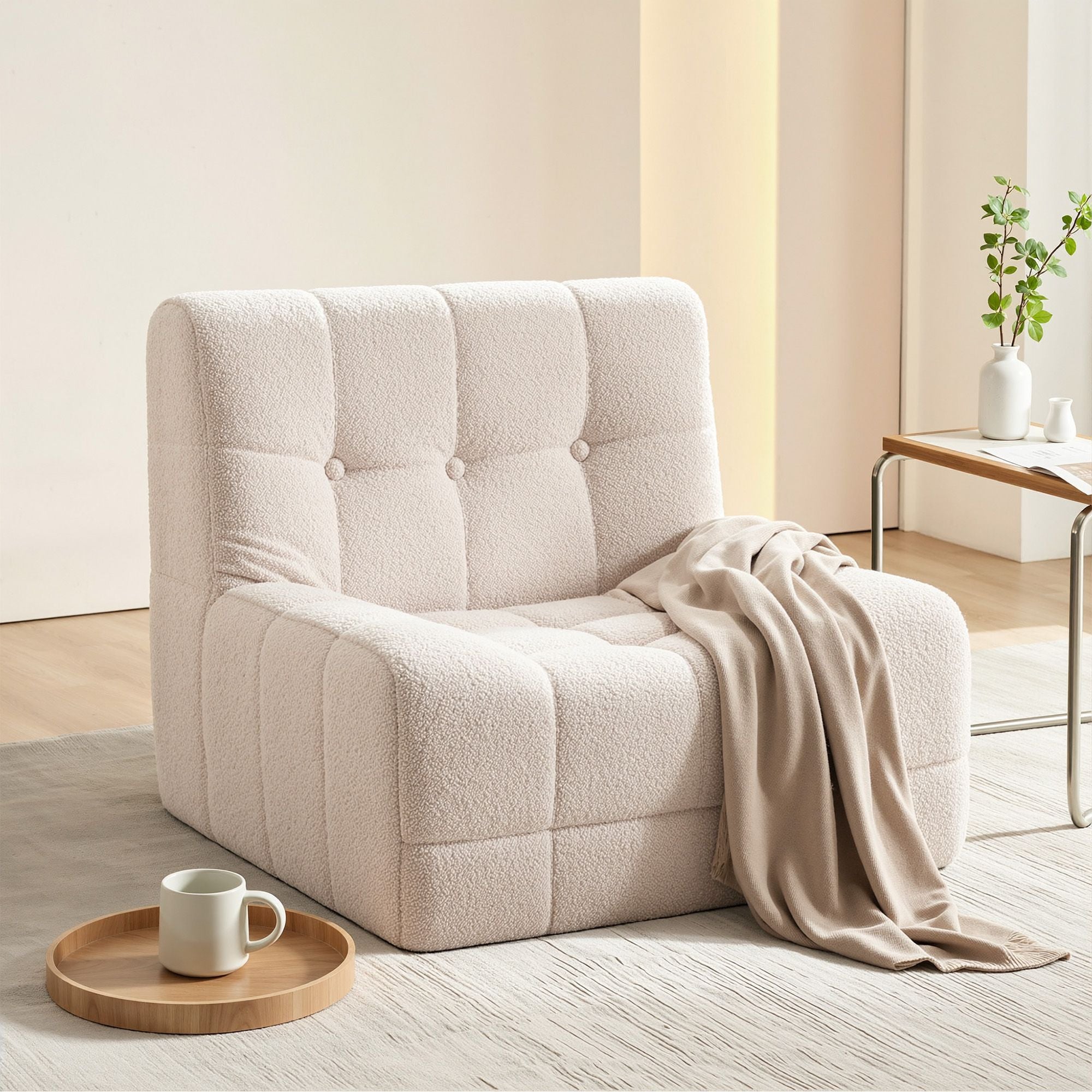 Artiss Single Boneless Couch - White