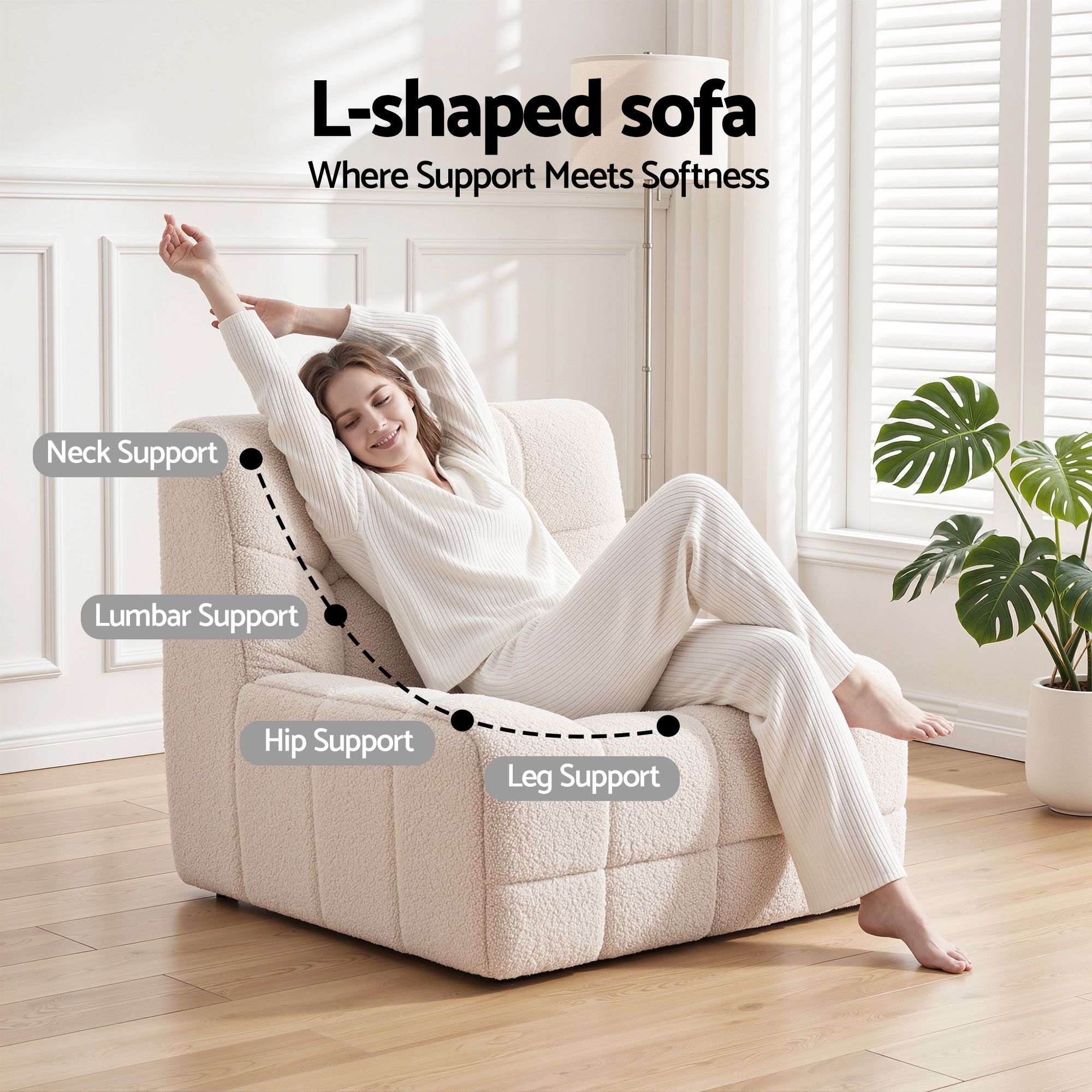 Artiss Single Boneless Couch - White