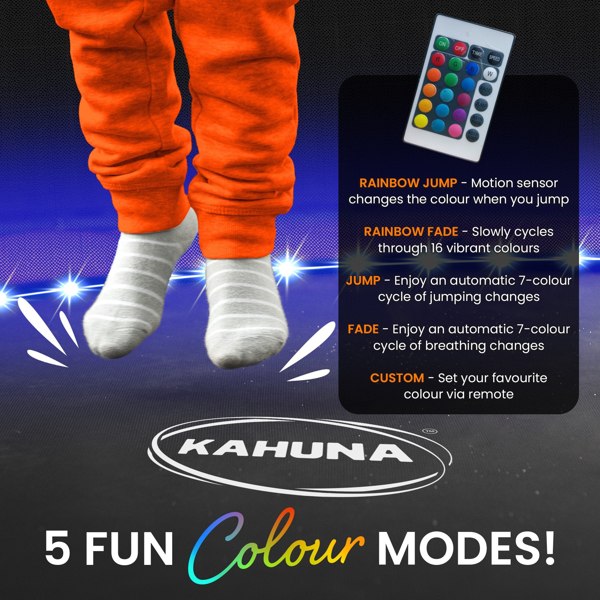 Kahuna LED Kit Suits 6ft-8ft Trampolines Multi-Colour Smart Motion Sensor Lighting with 16 colours