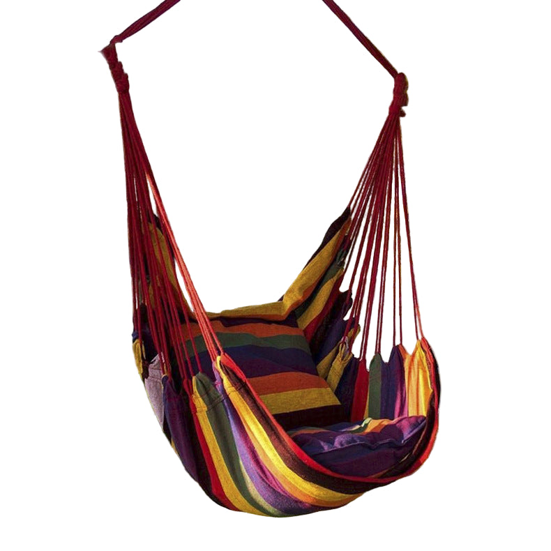 Colorful Striped Hammock Chair with Ropes and Storage Bag - Red Stripes