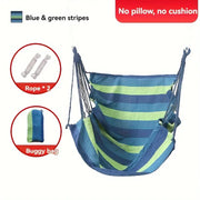 Colorful Striped Hammock Chair with Ropes and Storage Bag - Blue Stripes