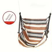Colorful Striped Hammock Chair with Ropes and Storage Bag - Brown Stripes
