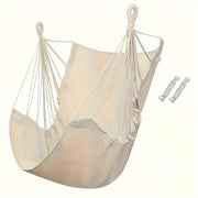 Colorful Striped Hammock Chair with Ropes and Storage Bag - White